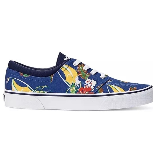 Polo by Ralph Lauren Faxon X Blue Floral Sneakers. Men’s Size 10.5 NWOB. - Picture 2 of 11
